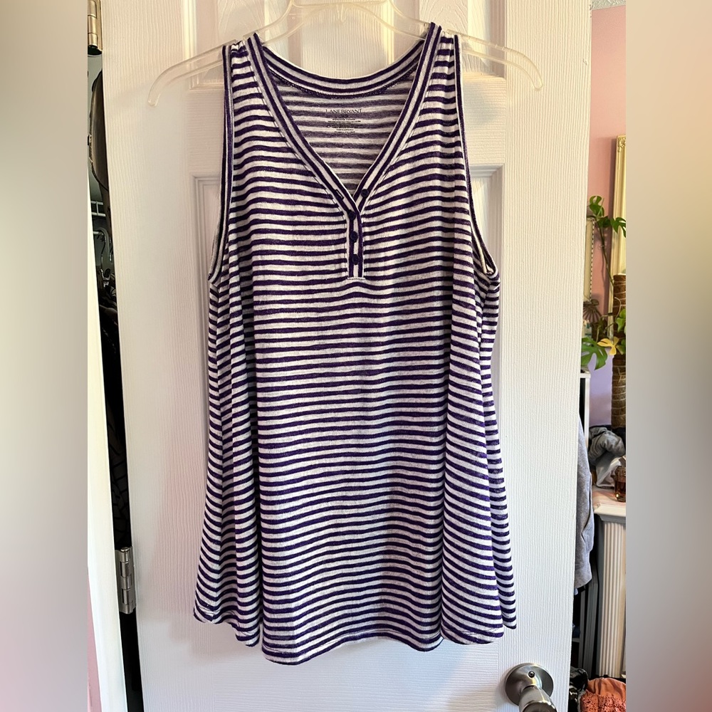 Lane Bryant 14/16 purple and white striped tank